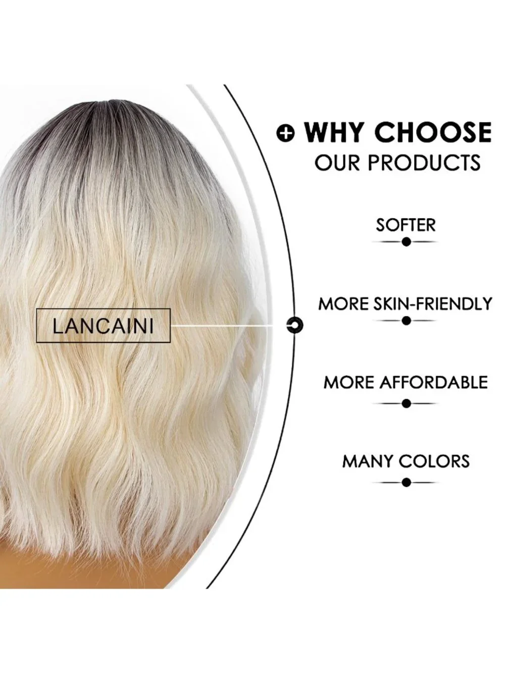 Women's Blonde Ombre Shoulder Length Synthetic Loose Wavy Short Bob Wigs Bangs